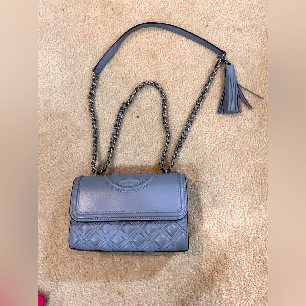 Tory Burch Baby Blue Leather Chain Shoulder Bag
